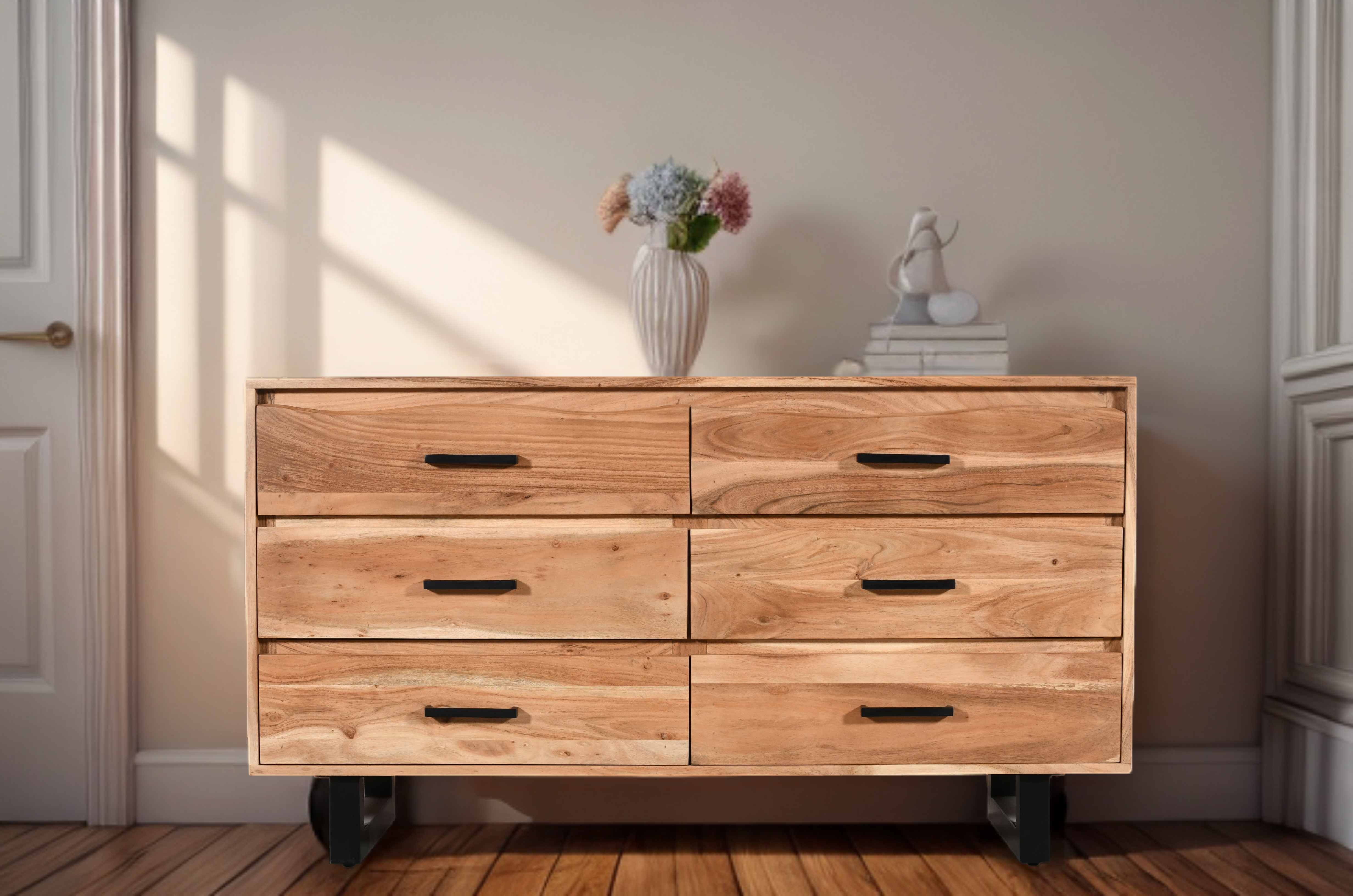 Acacia wood deals chest of drawers