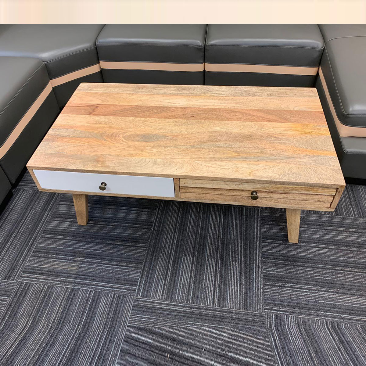 Mango wood coffee table with deals drawers