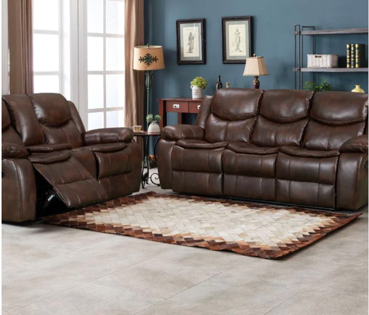 Brown leather couch deals recliner