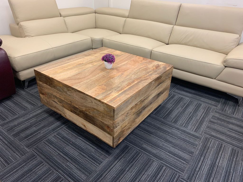 Wood Decor Square Coffee Table Cube, Mango Wood - Furniture Store In 